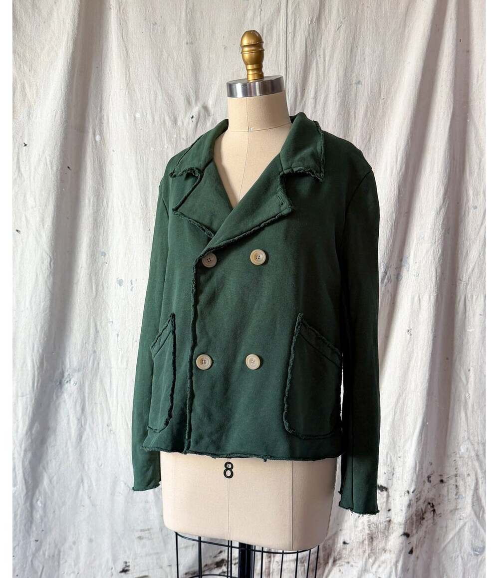 Frank & Eileen Mini Belfast Cropped Sweatshirt Peacoat Jacket Green medium